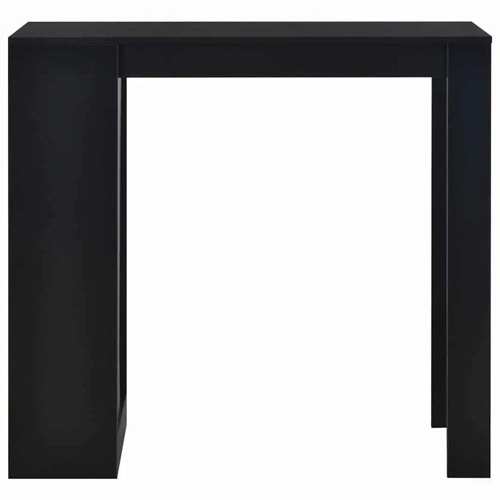 Bar Table Kitchen Dining Black 110x50x103cm with Storage Shelf