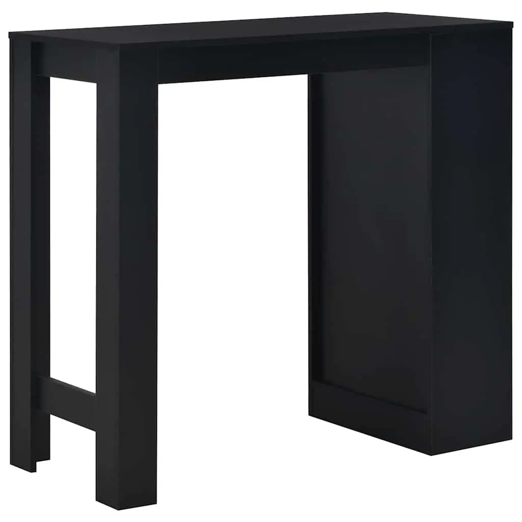 Bar Table Kitchen Dining Black 110x50x103cm with Storage Shelf