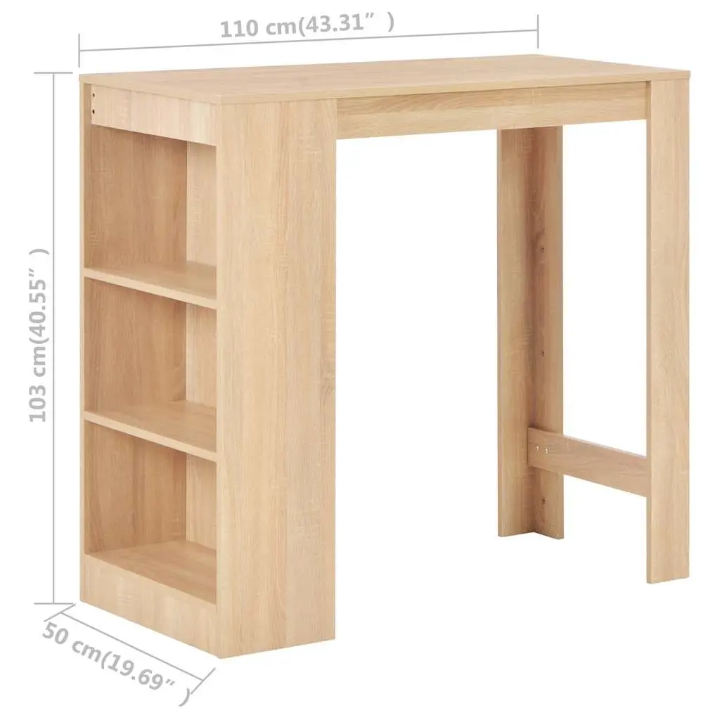 Brown Bar Table with 3-Layer Shelf