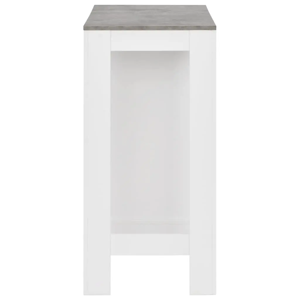 Bar Table with Storage Shelf White Kitchen Dining High Table Space-Saving Design