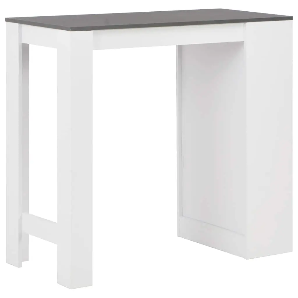 Bar Table with Storage Shelf White Kitchen Dining Room High Table Compact Space