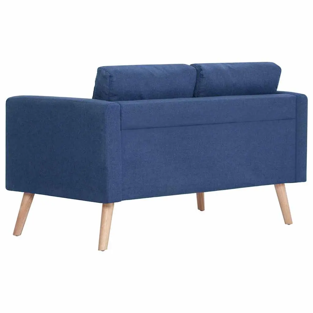 2-Seater Sofa Blue Fabric Couch Living Room Furniture Padded Cushions Removable
