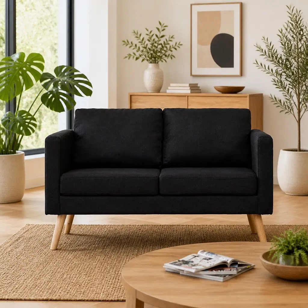 Black 2-Seater Sofa