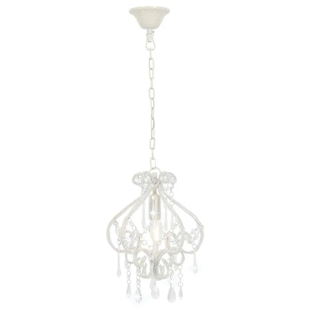 Ceiling Lamp Round White Beads E14 Modern Flush Mount Pendant Light Fixture