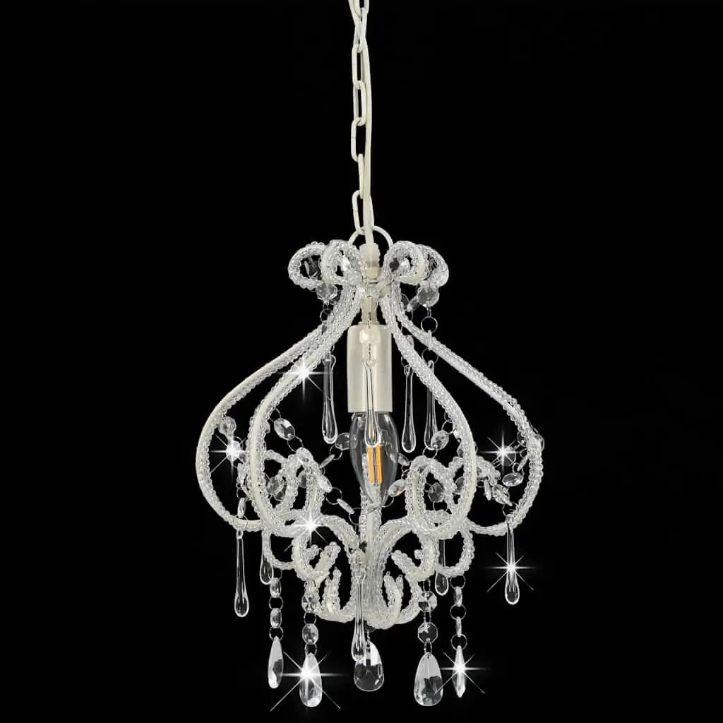 Ceiling Lamp Round White Beads E14 Modern Flush Mount Pendant Light Fixture