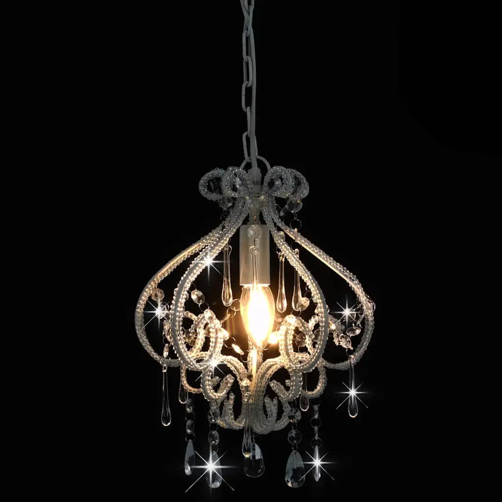 Ceiling Lamp Round White Beads E14 Modern Flush Mount Pendant Light Fixture