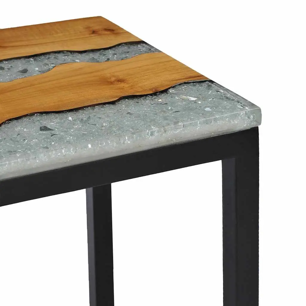 Nesting Tables 3 Piece Set Stackable Wood Glass End Table Accent Furniture
