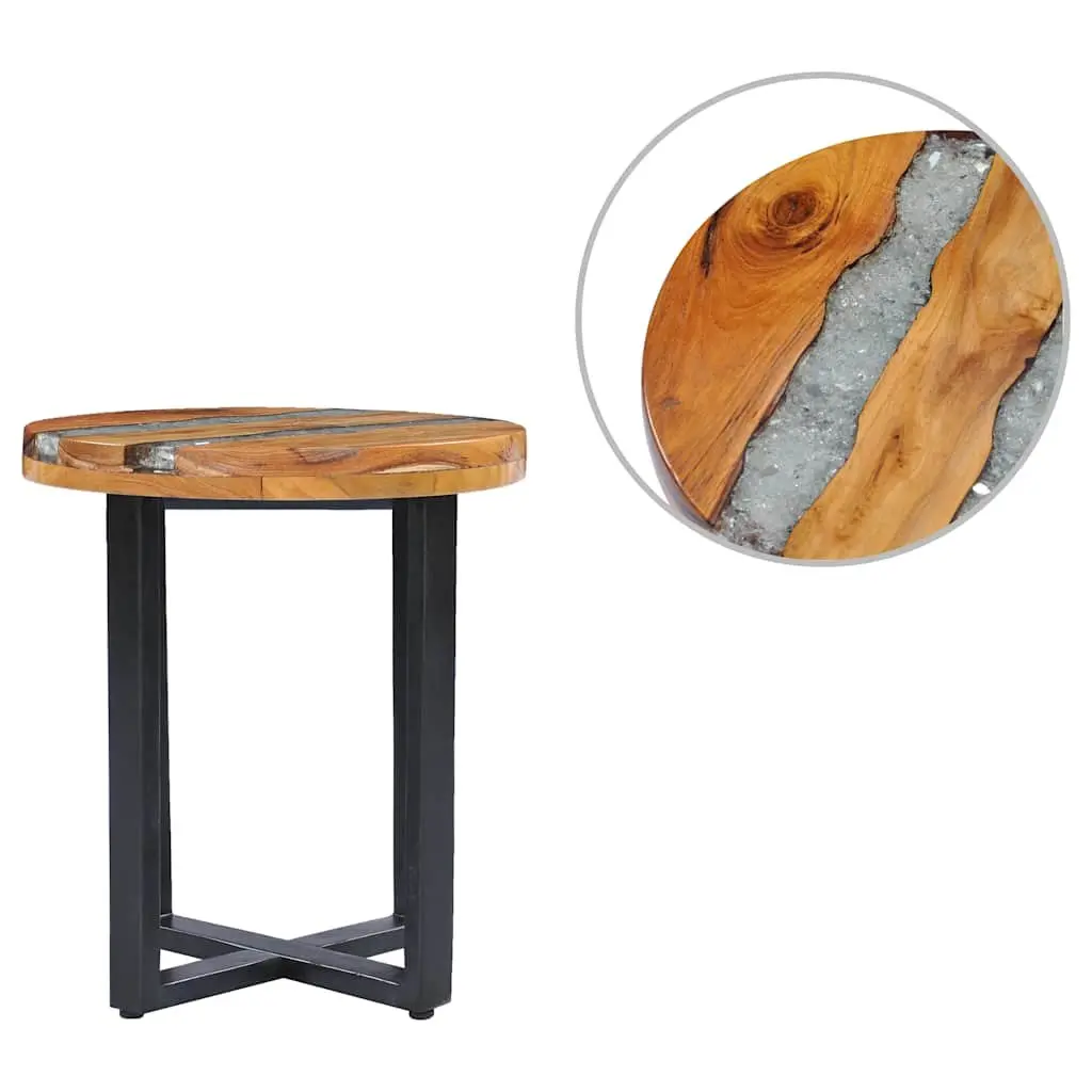 Coffee Table Round 40x45cm Solid Teak Wood Mango Wood Polyresin Multicolour