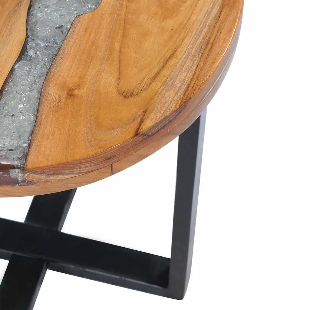 Coffee Table Round 40x45cm Solid Teak Wood Mango Wood Polyresin Multicolour