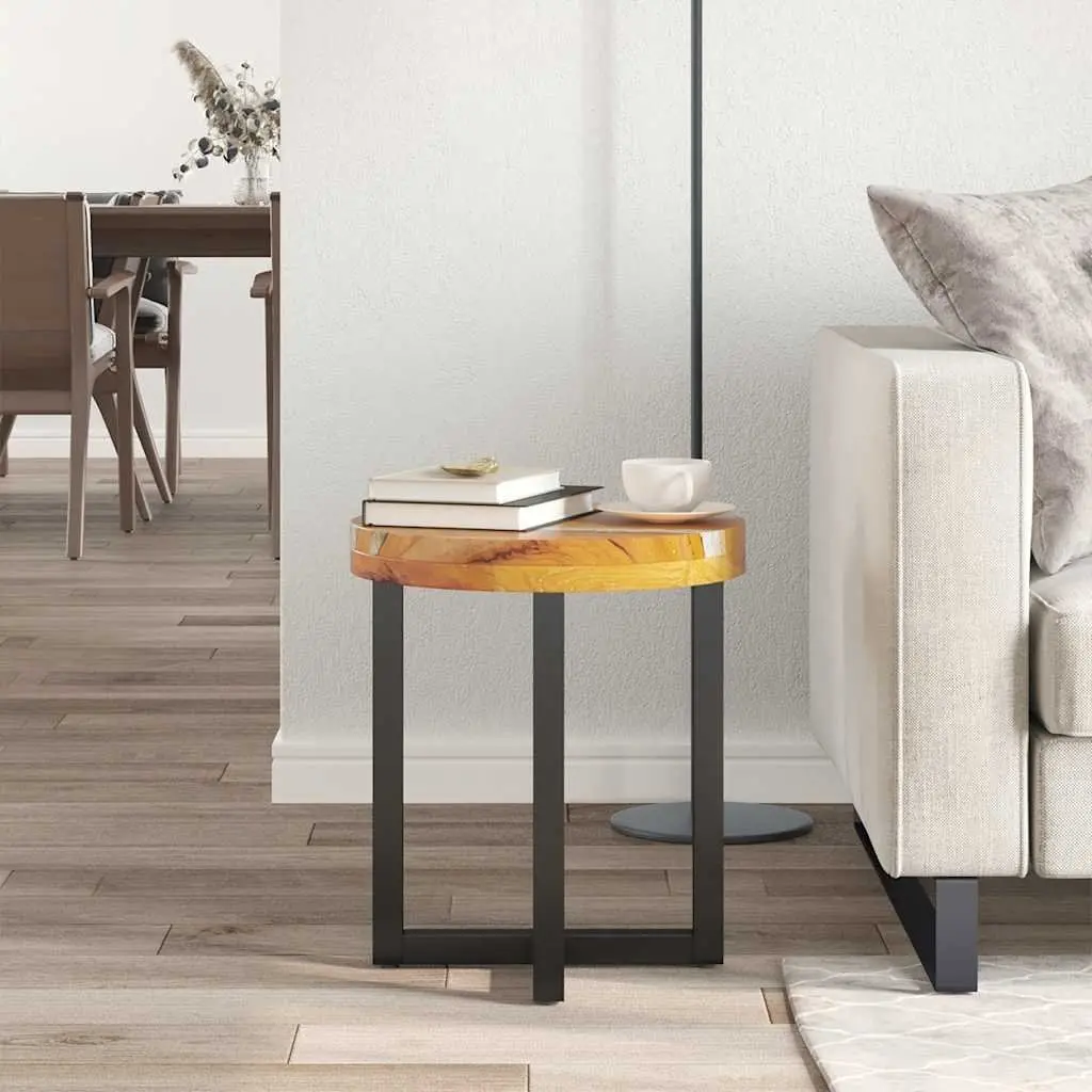 Coffee Table Round 40x45cm Solid Teak Wood Mango Wood Polyresin Multicolour
