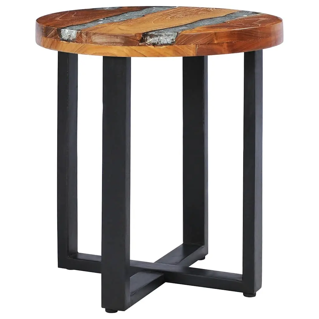 Coffee Table Round 40x45cm Solid Teak Wood Mango Wood Polyresin Multicolour
