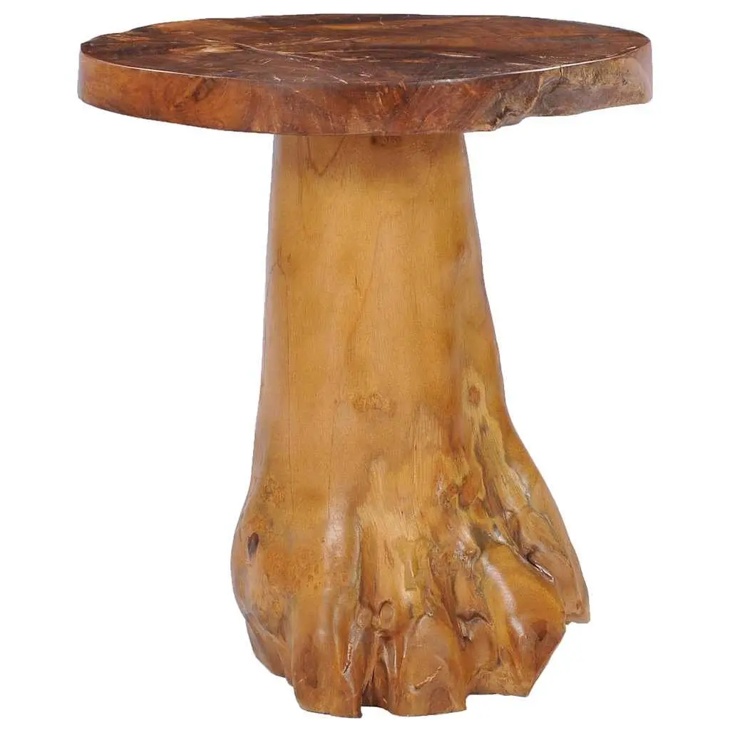 Coffee Table Round Solid Teak Wood 40x40 cm Living Room Brown