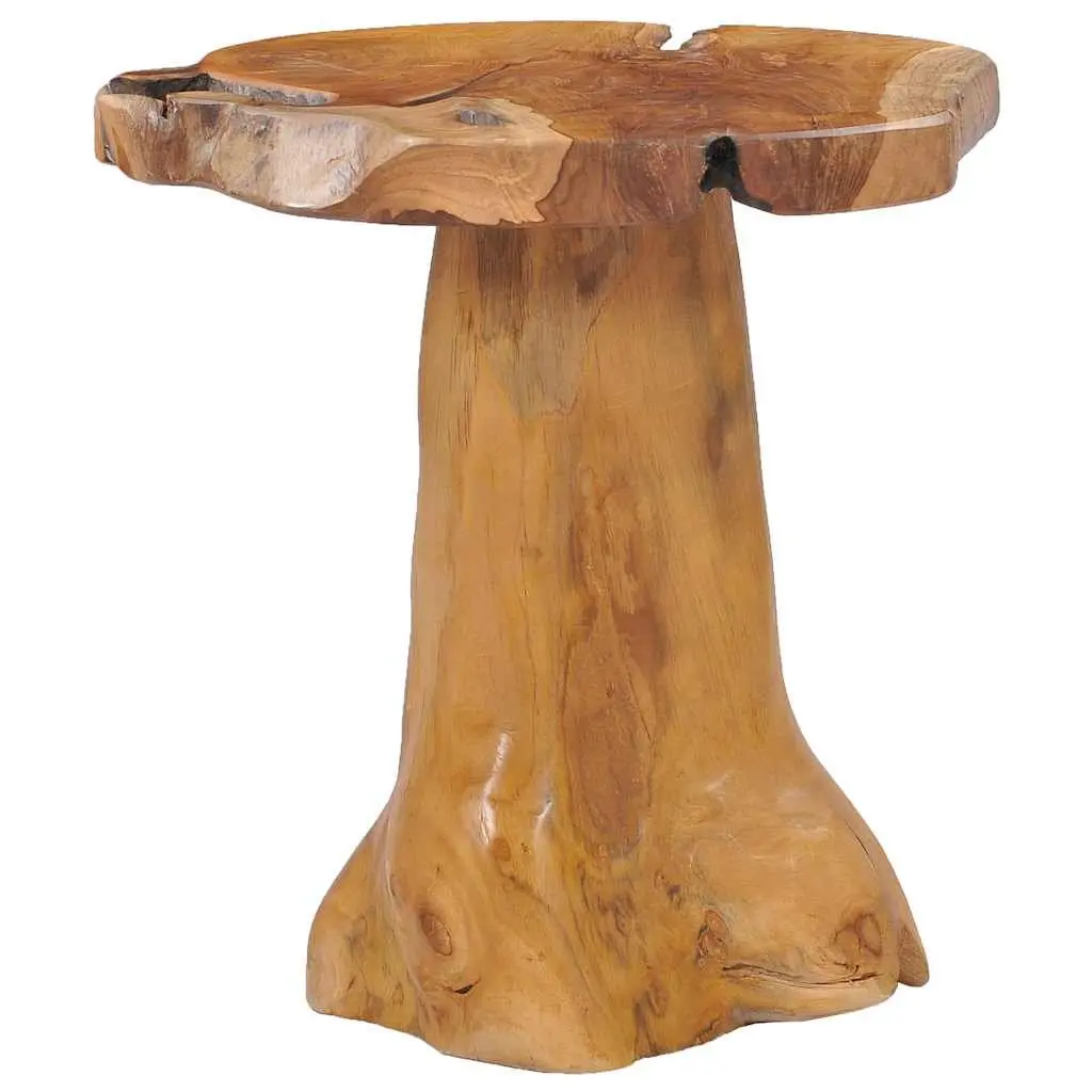 Coffee Table Round Solid Teak Wood 40x40 cm Living Room Brown