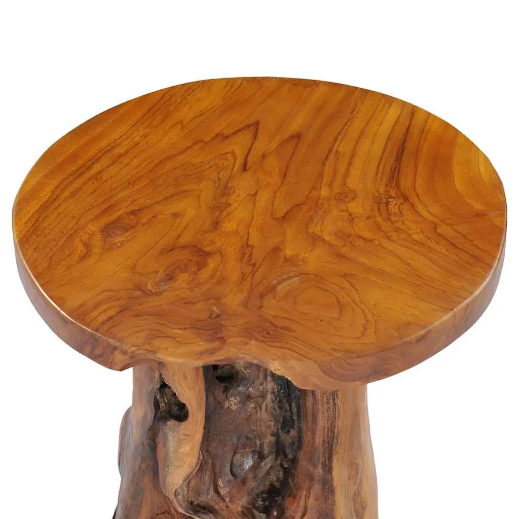 Coffee Table Round Solid Teak Wood 40x40 cm Living Room Brown