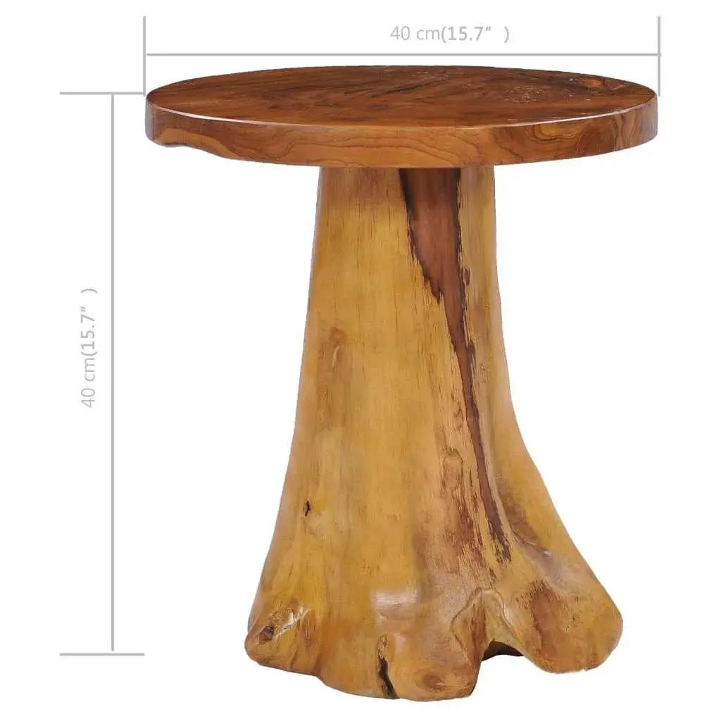 Coffee Table Round Solid Teak Wood 40x40 cm Living Room Brown