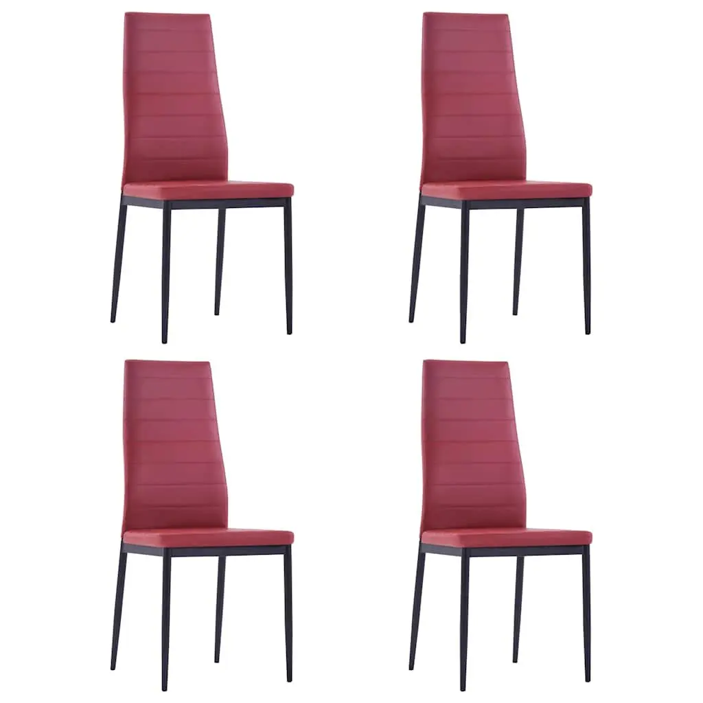 Five Piece Dining Set Modern Table Chairs Wine Red Tempered Glass Kitchen Room