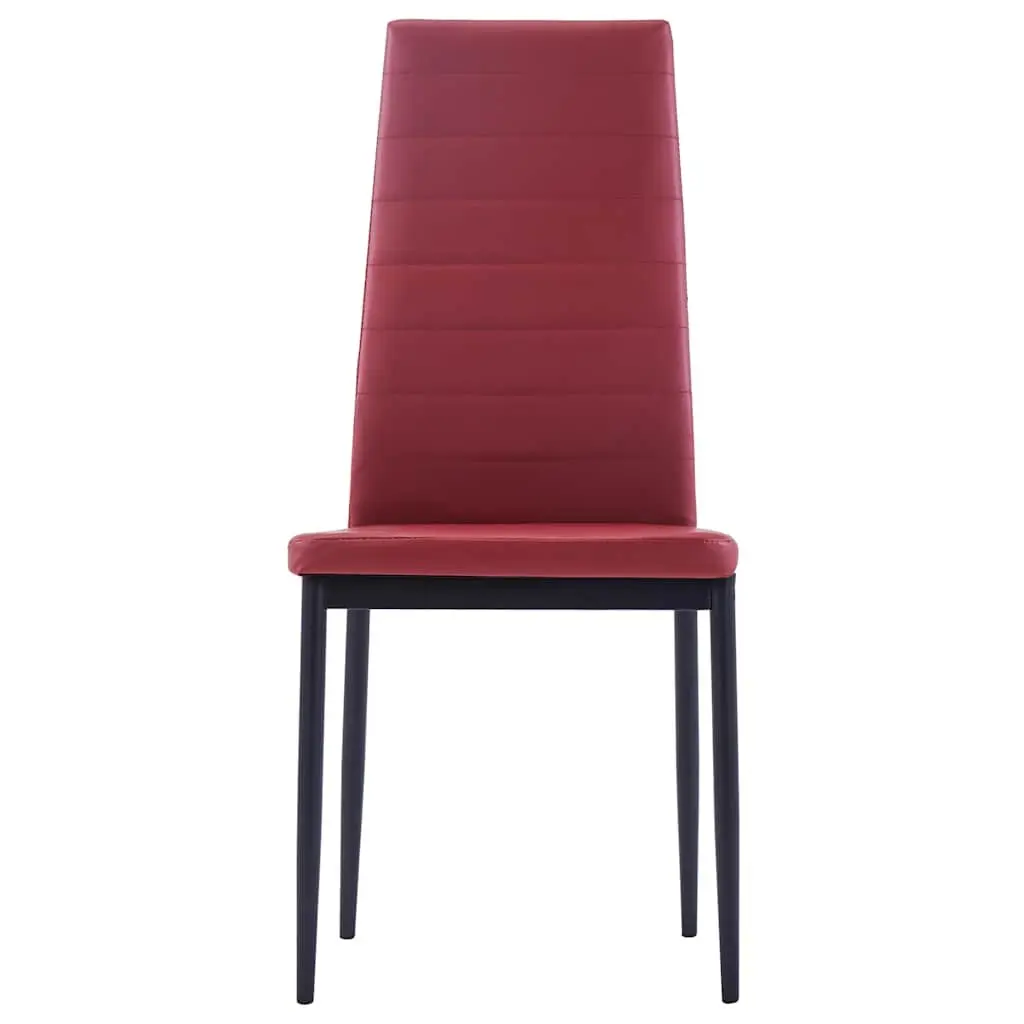 Five Piece Dining Set Modern Table Chairs Wine Red Tempered Glass Kitchen Room