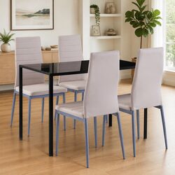 Comfortable 5-Piece Dining Set with Glass Top and Chairs