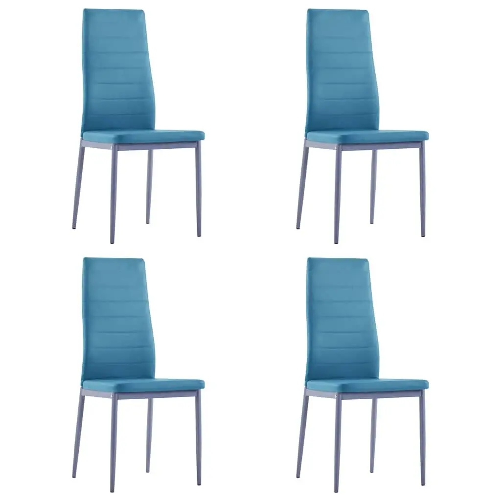 Dining Set 5 Piece Modern Table Chairs Kitchen Furniture Blue Glass Top