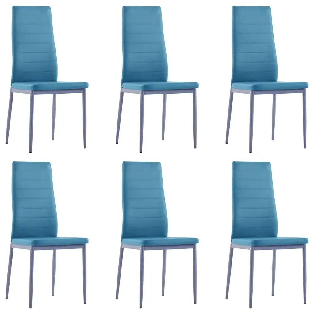 Dining Table Set 7 Piece Modern Kitchen Furniture with 6 Chairs Blue