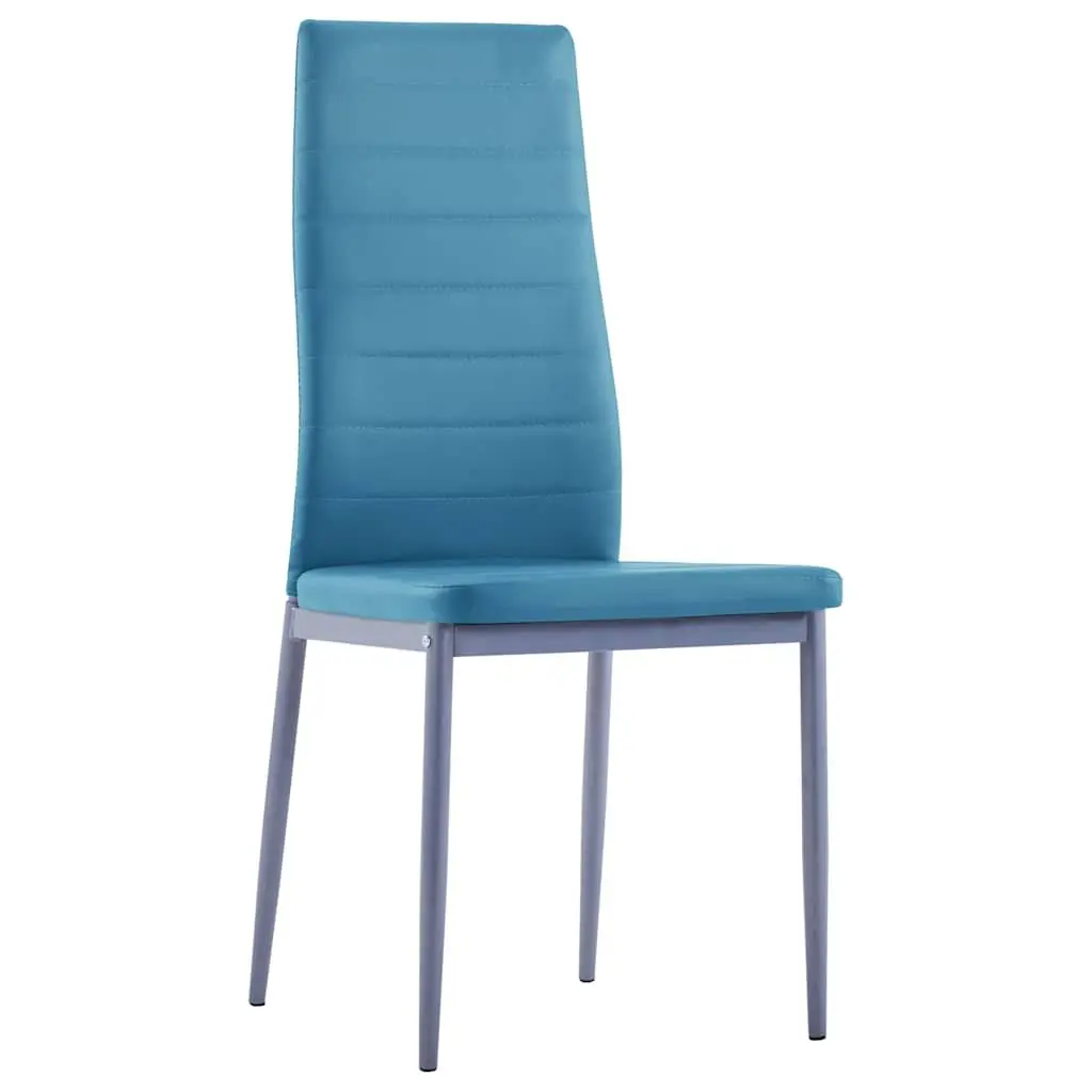 Dining Table Set 7 Piece Modern Kitchen Furniture with 6 Chairs Blue