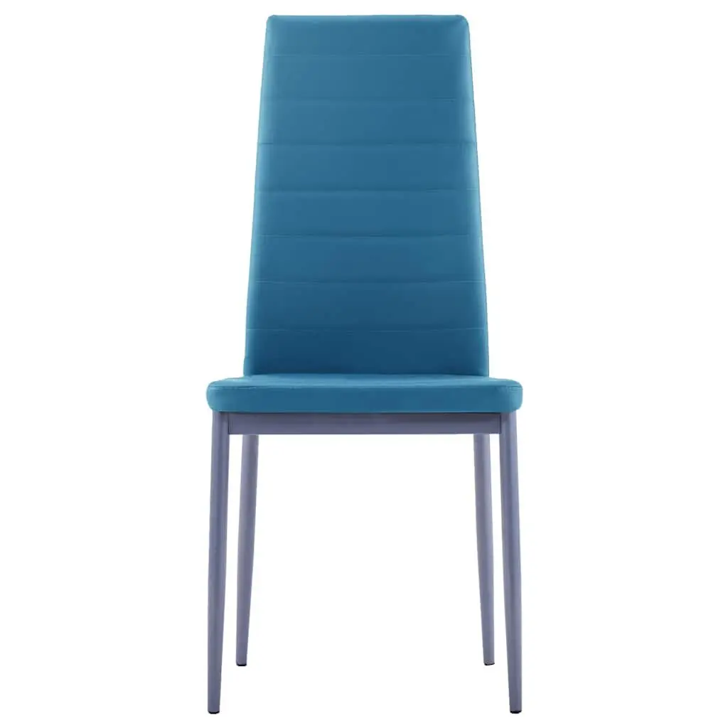 Dining Table Set 7 Piece Modern Kitchen Furniture with 6 Chairs Blue