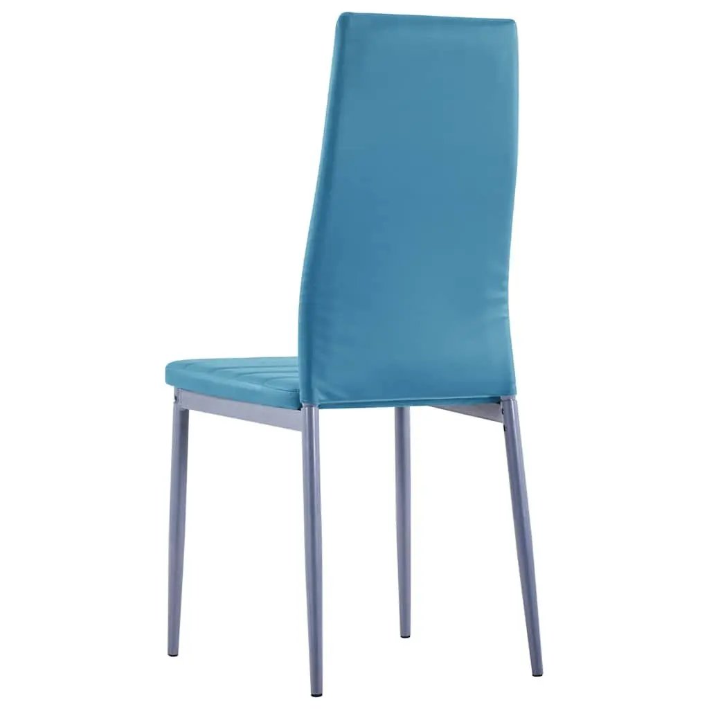 Dining Table Set 7 Piece Modern Kitchen Furniture with 6 Chairs Blue
