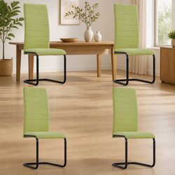 Value-Driven Set of 4 Green Fabric Dining Chairs