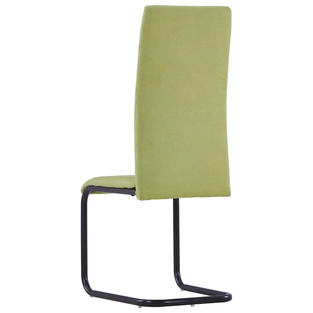 Dining Chairs Set of 4 Green Fabric Cantilever Modern Kitchen Room Seating