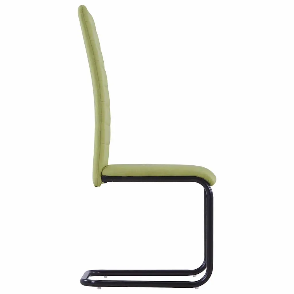 Dining Chairs Set of 4 Green Fabric Cantilever Modern Kitchen Room Seating