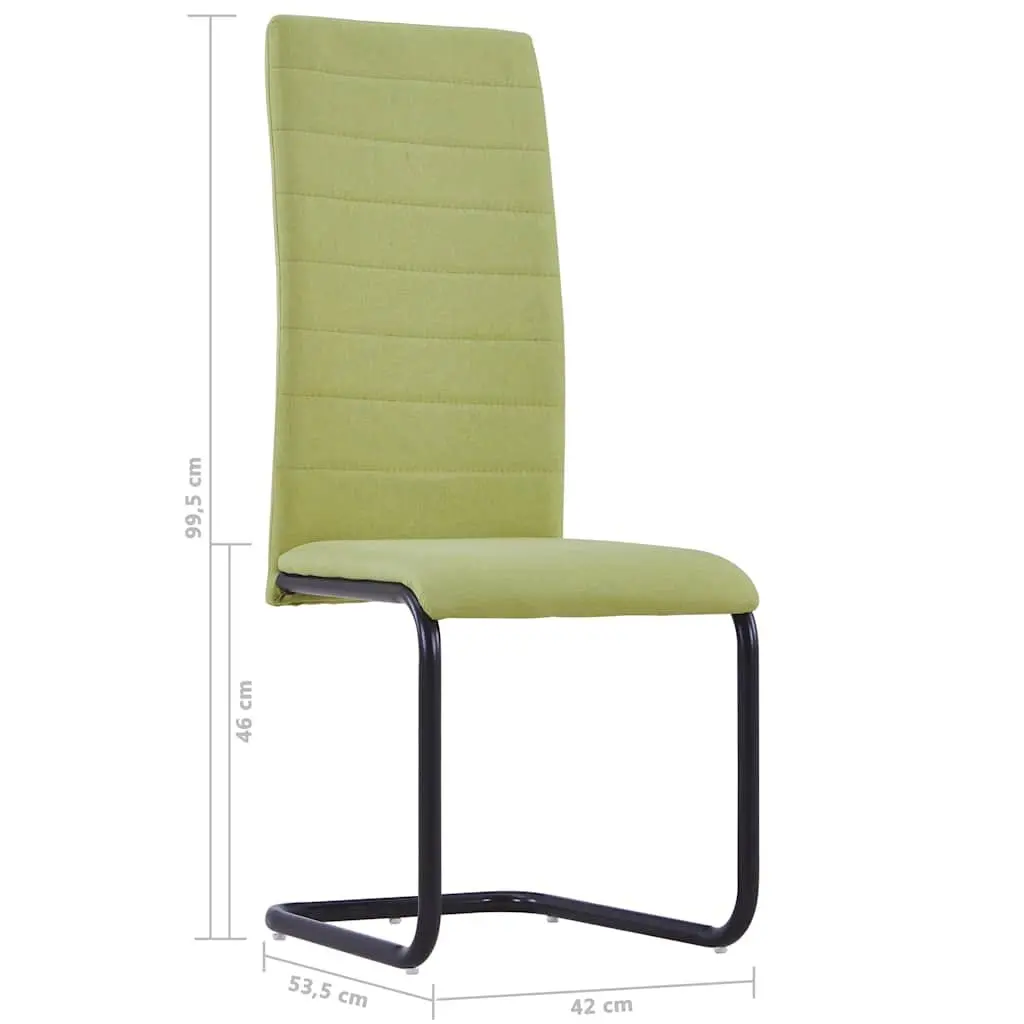 Dining Chairs Set of 4 Green Fabric Cantilever Modern Kitchen Room Seating