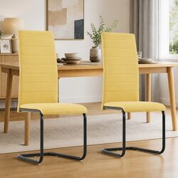 Comfortable Yellow Cantilever Dining Chairs – 2 Pack