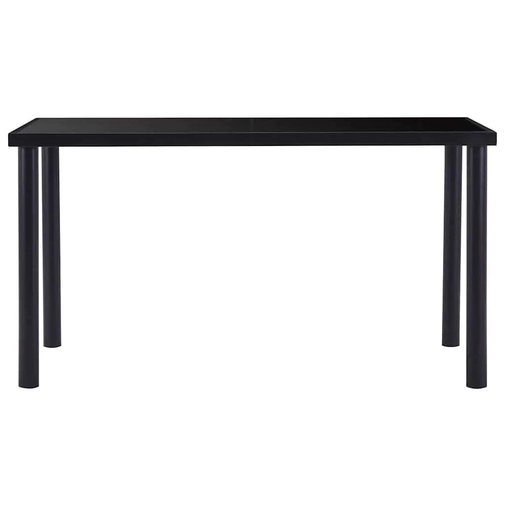 Dining Table Black Tempered Glass Tabletop Metal Frame Kitchen Room Furniture