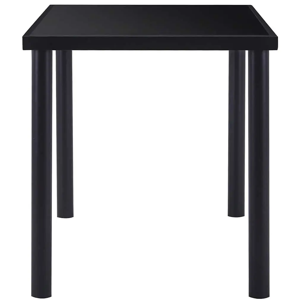 Dining Table Black Tempered Glass Tabletop Metal Frame Kitchen Room Furniture