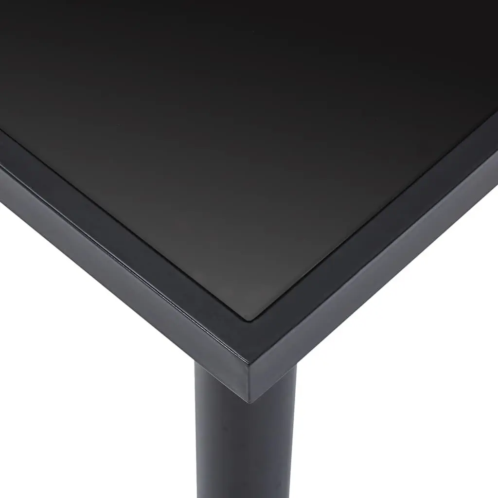 Dining Table Black Tempered Glass Tabletop Metal Frame Kitchen Room Furniture