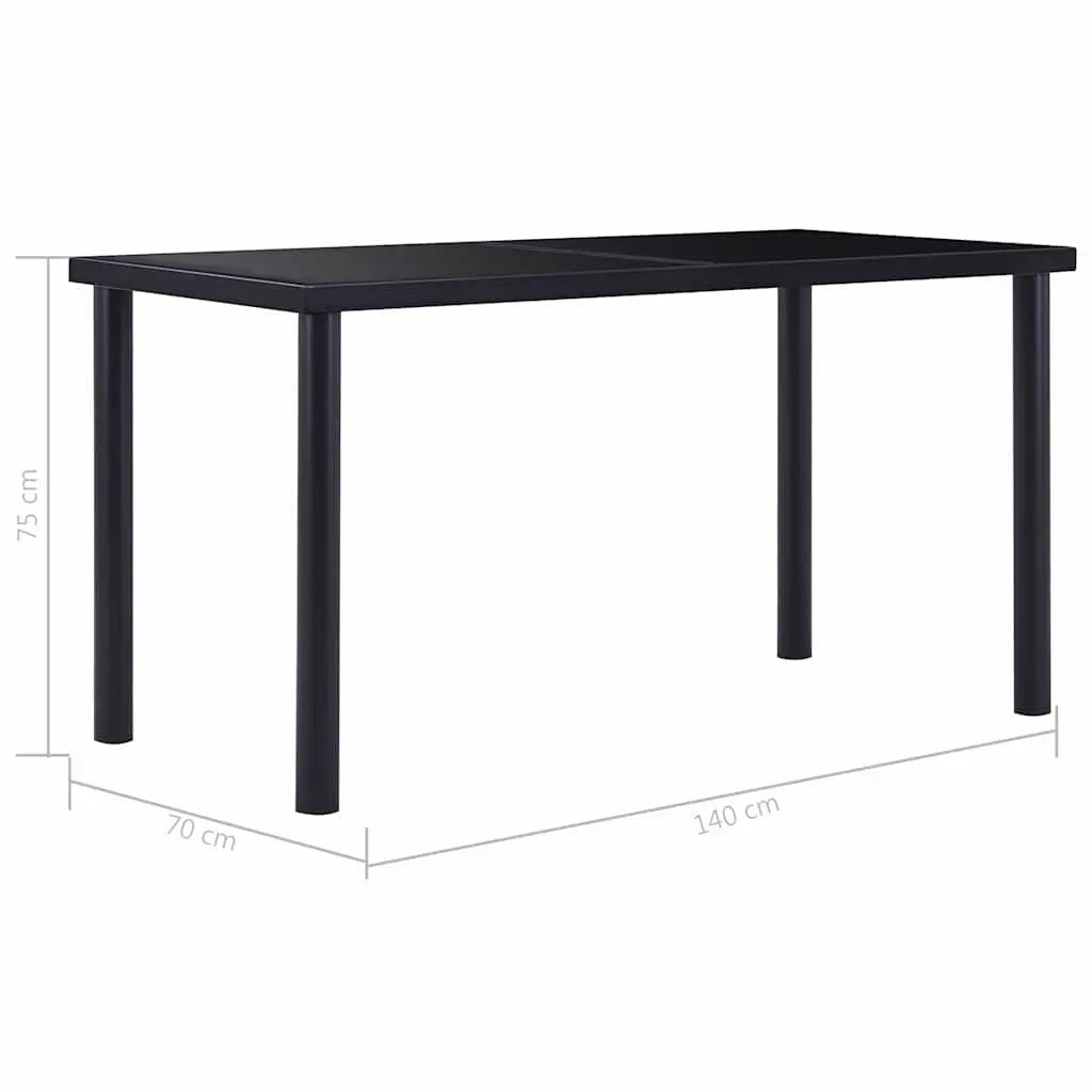 Dining Table Black Tempered Glass Tabletop Metal Frame Kitchen Room Furniture