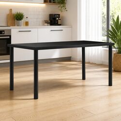 Dining Table Black Tempered Glass Tabletop Modern Kitchen Room Furniture