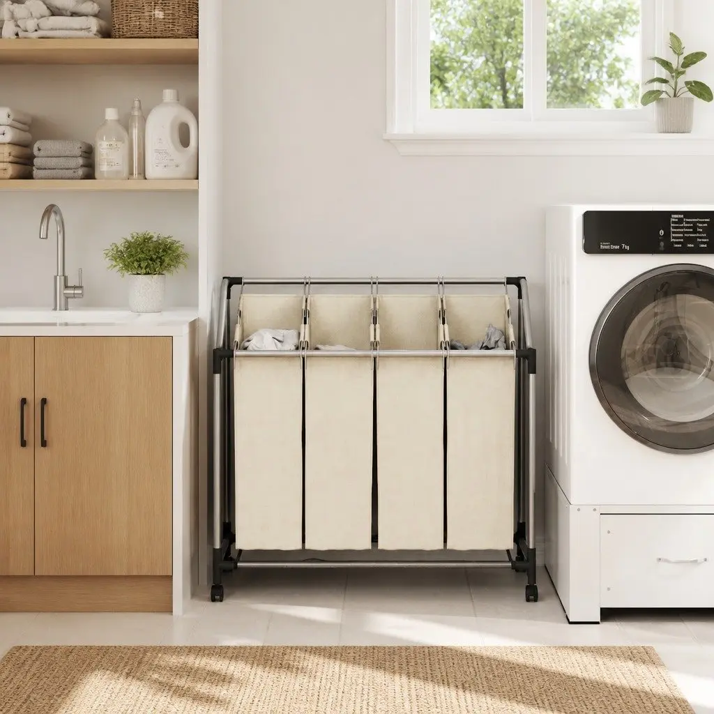 Laundry Sorter with Removable Bags and Steel Frame