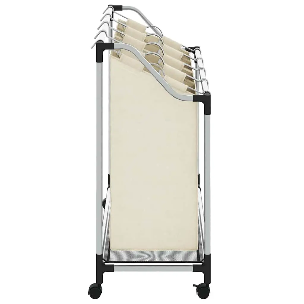 Laundry Sorter Dirty Clothes Organizer 4 Bags Cream Steel Frame Wheels