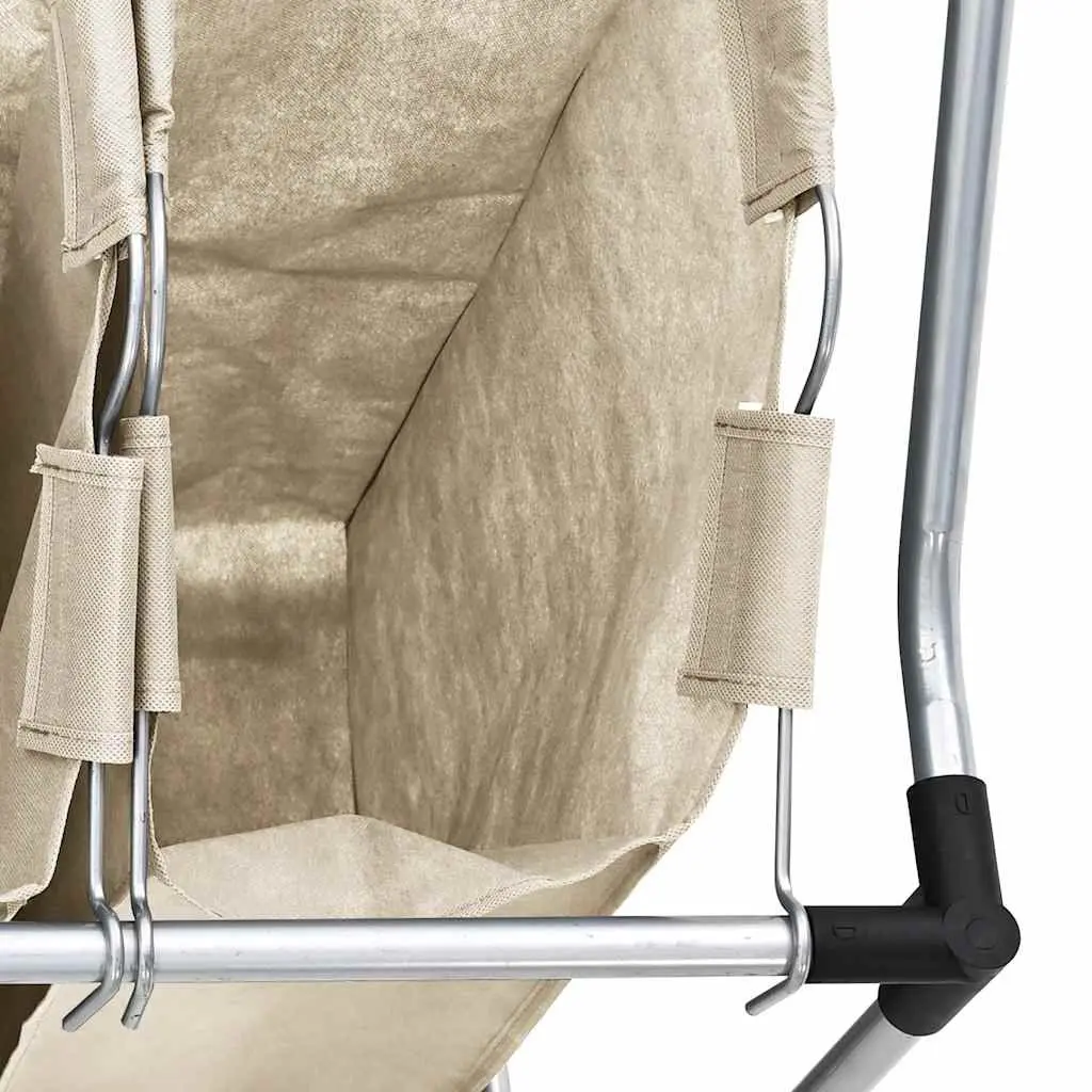 Laundry Sorter Dirty Clothes Organizer 4 Bags Cream Steel Frame Wheels