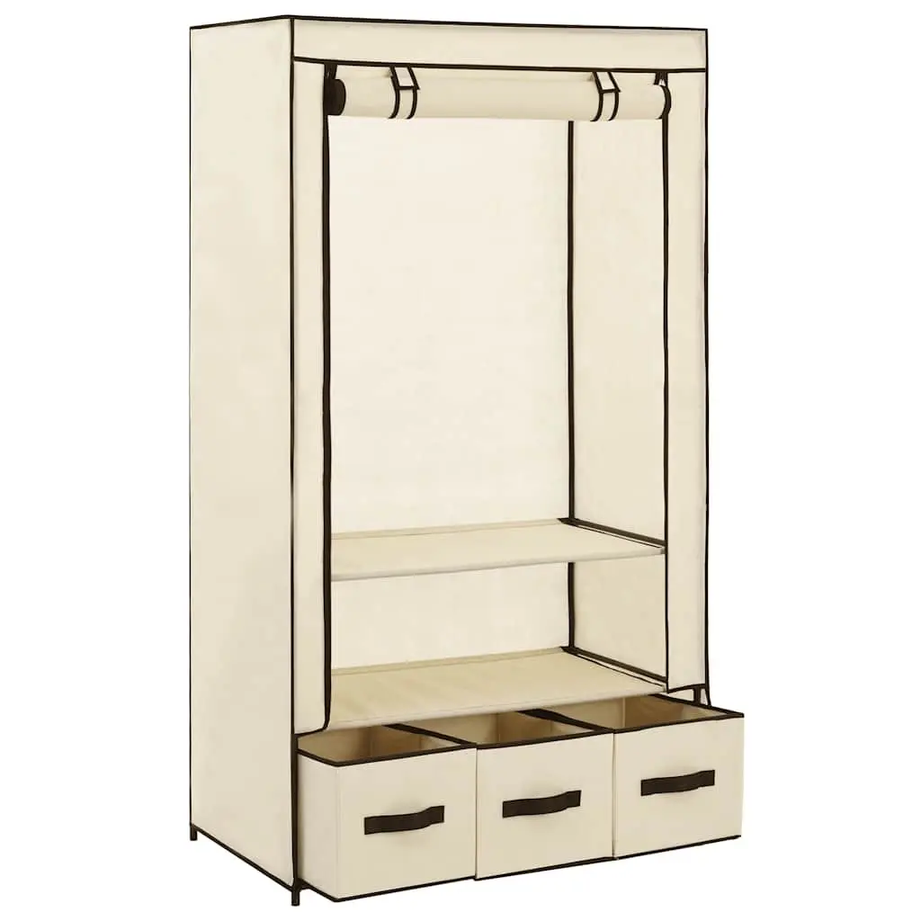 Fabric Wardrobe Portable Closet Storage Cabinet Collapsible Bedroom Cream 87 x 49 x 159 cm