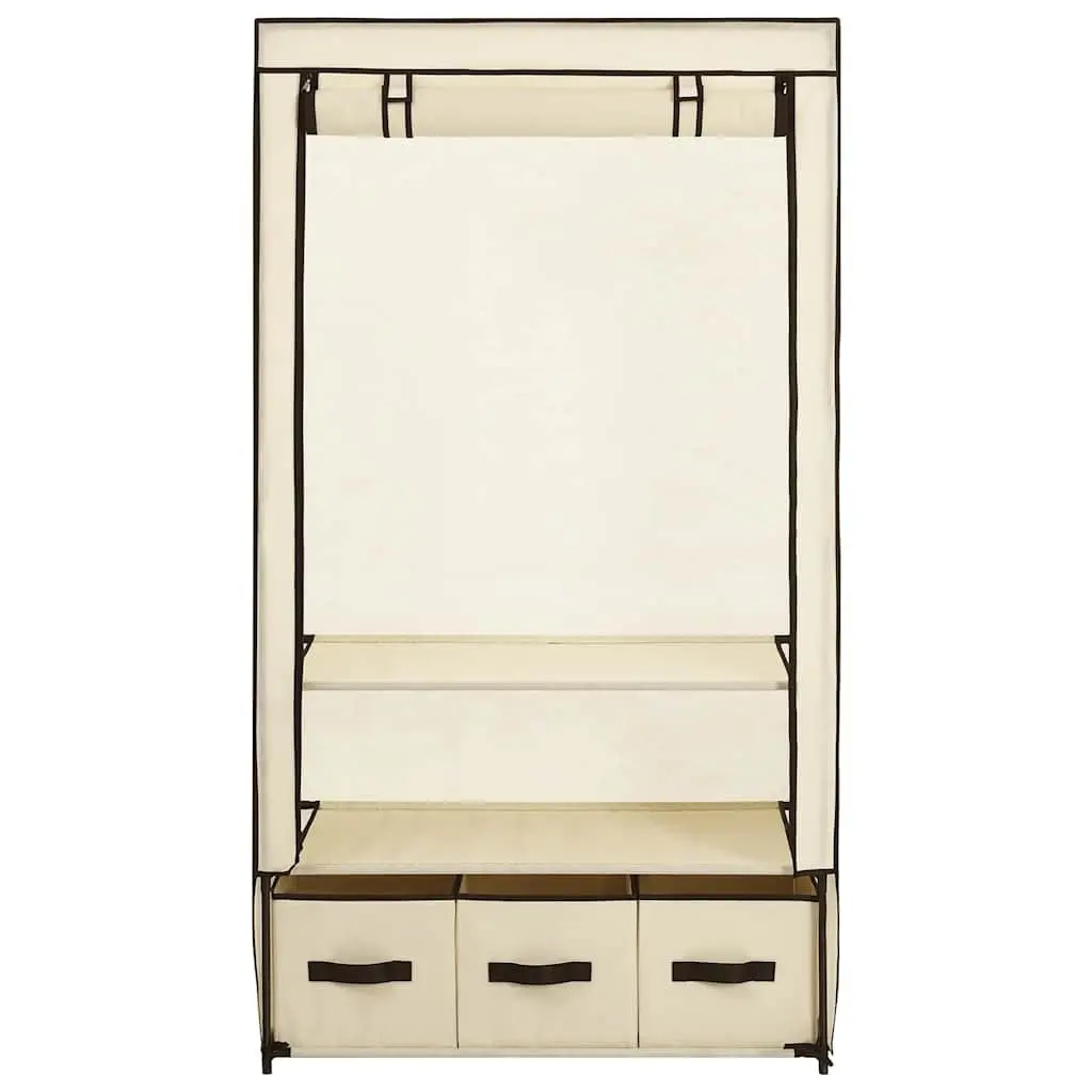 Fabric Wardrobe Portable Closet Storage Cabinet Collapsible Bedroom Cream 87 x 49 x 159 cm
