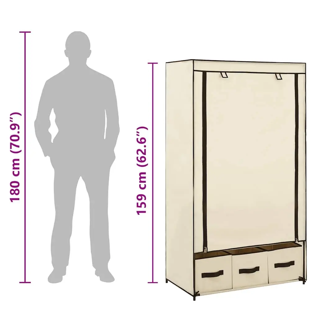 Fabric Wardrobe Portable Closet Storage Cabinet Collapsible Bedroom Cream 87 x 49 x 159 cm