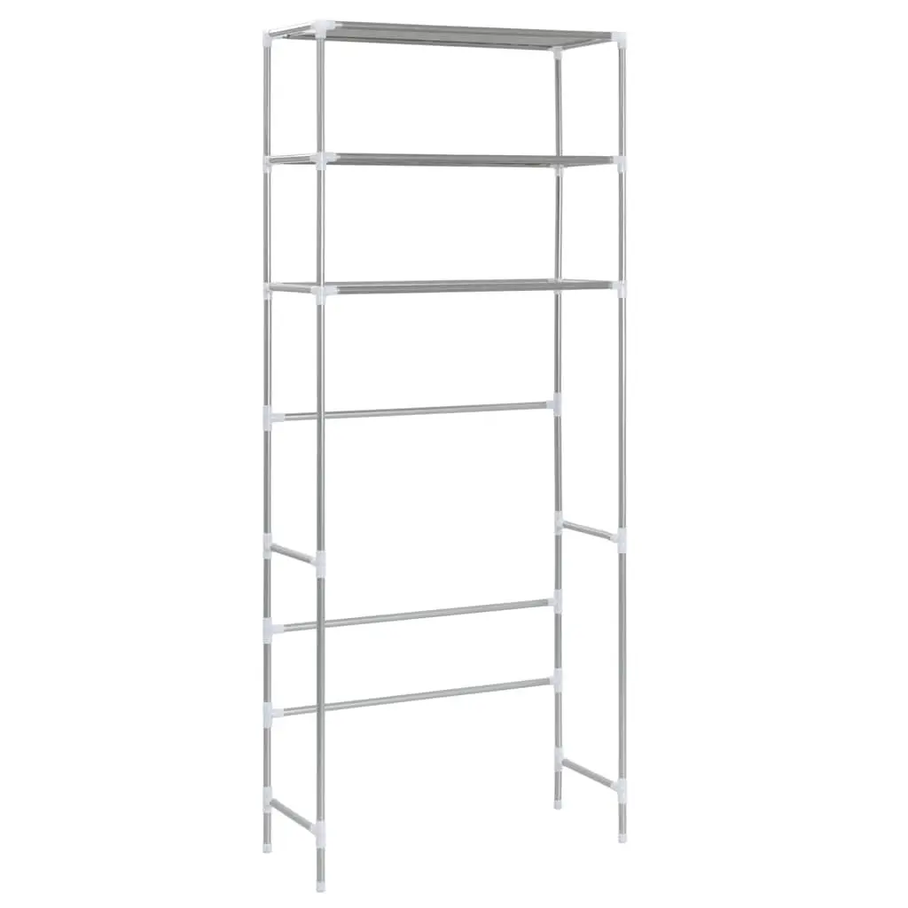 3-Tier Storage Rack Over Laundry Machine Bathroom Organiser Silver 69x28x169cm