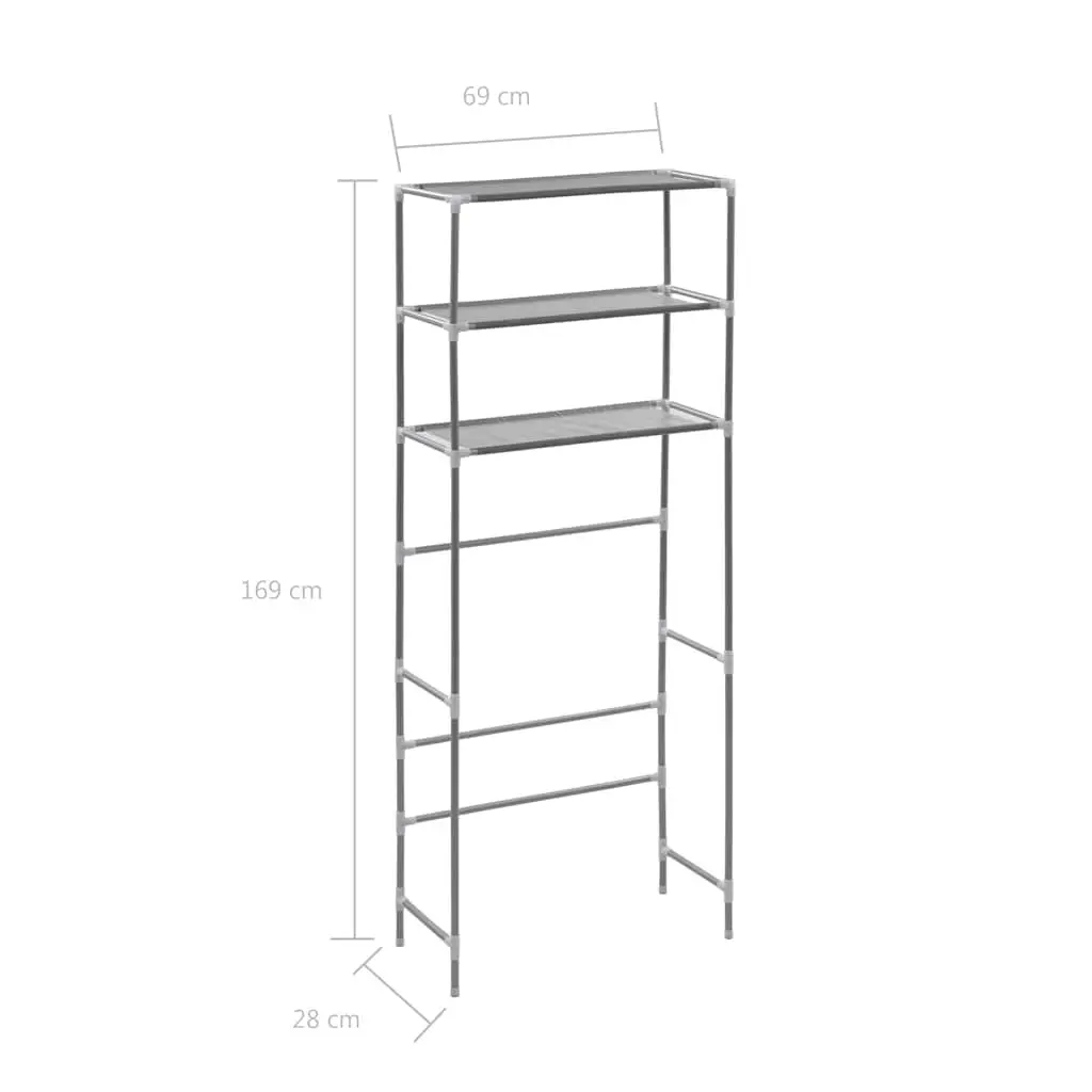 3-Tier Storage Rack Over Laundry Machine Bathroom Organiser Silver 69x28x169cm