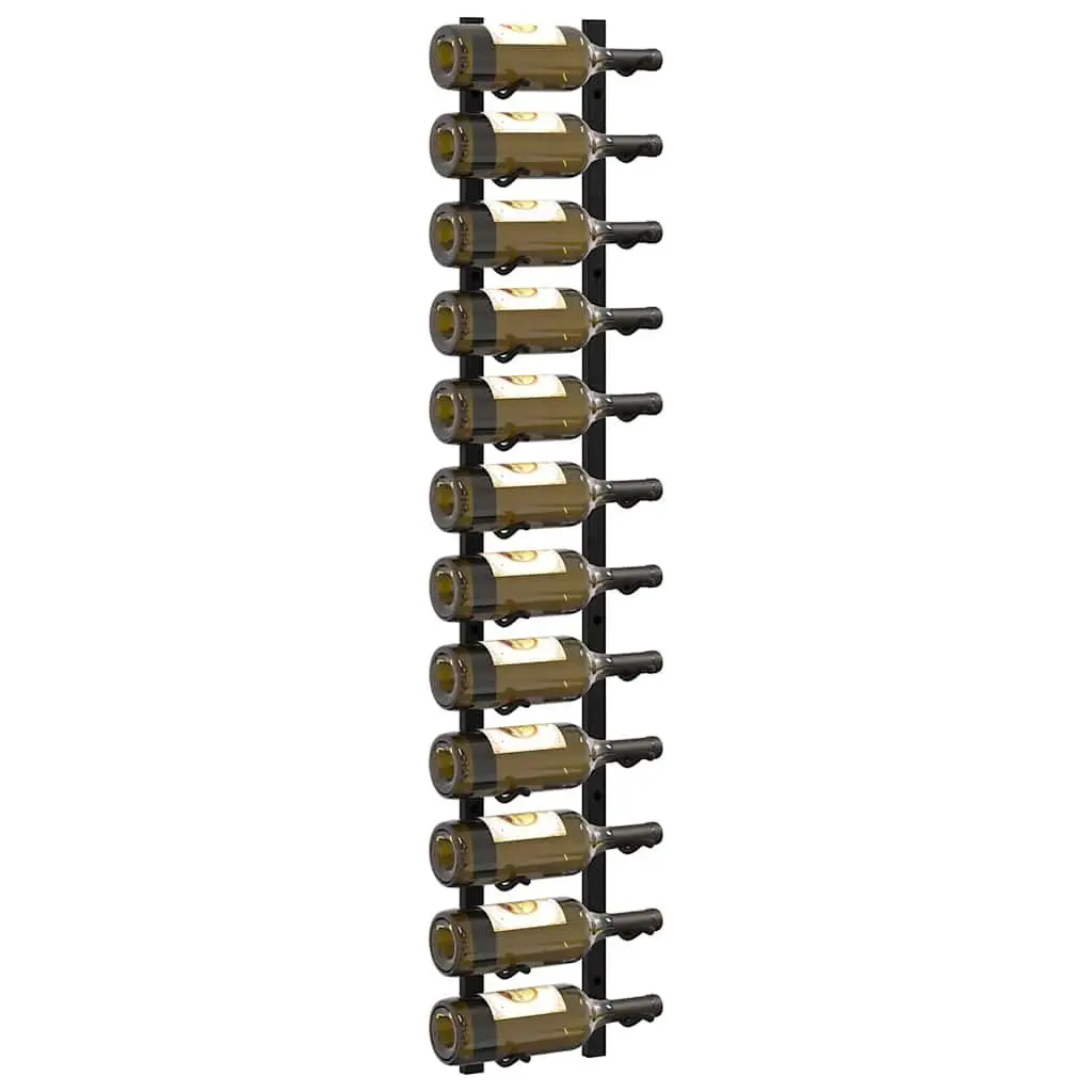 Wall Mounted Wine Rack 12 Bottle Storage Black Iron Modern Home Décor