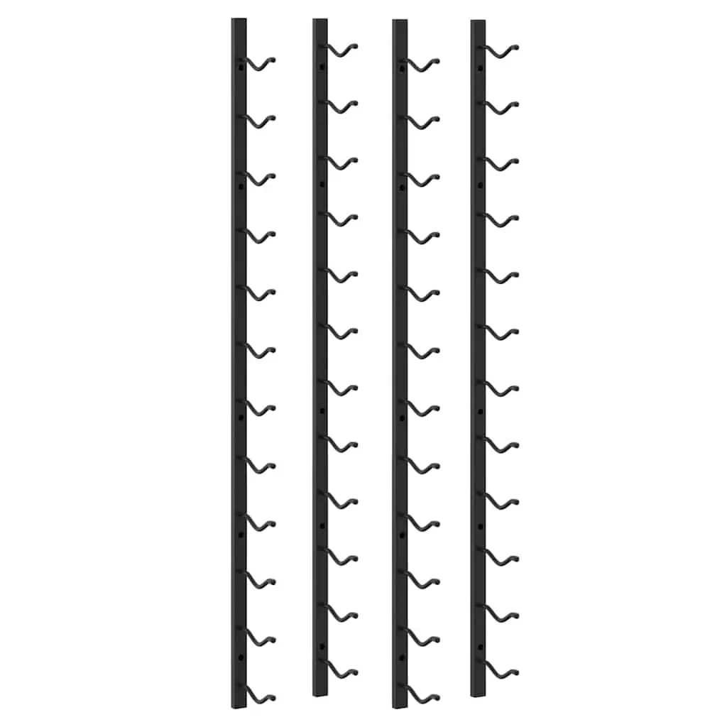 Wall Mounted Wine Rack Storage Organiser Set of 2 Black Iron 12 Bottles