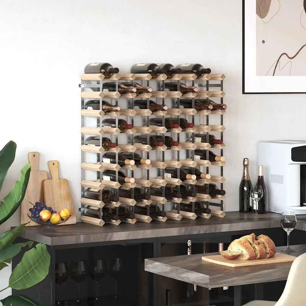 Wooden Wine Rack 72 Bottle Storage Display Cabinet Beige Pinewood