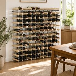 Wine Rack 120 Bottle Holder Wooden Storage Display Cabinet Beige