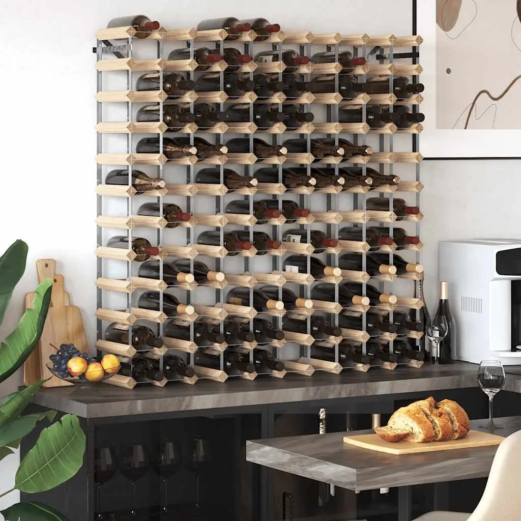 Wine Rack Wooden Storage Display Cabinet 120 Bottle Beige